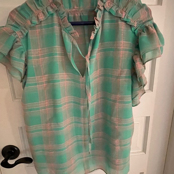 Current Air women's size M short sleeve top - Pink and Green - Picture 1 of 4